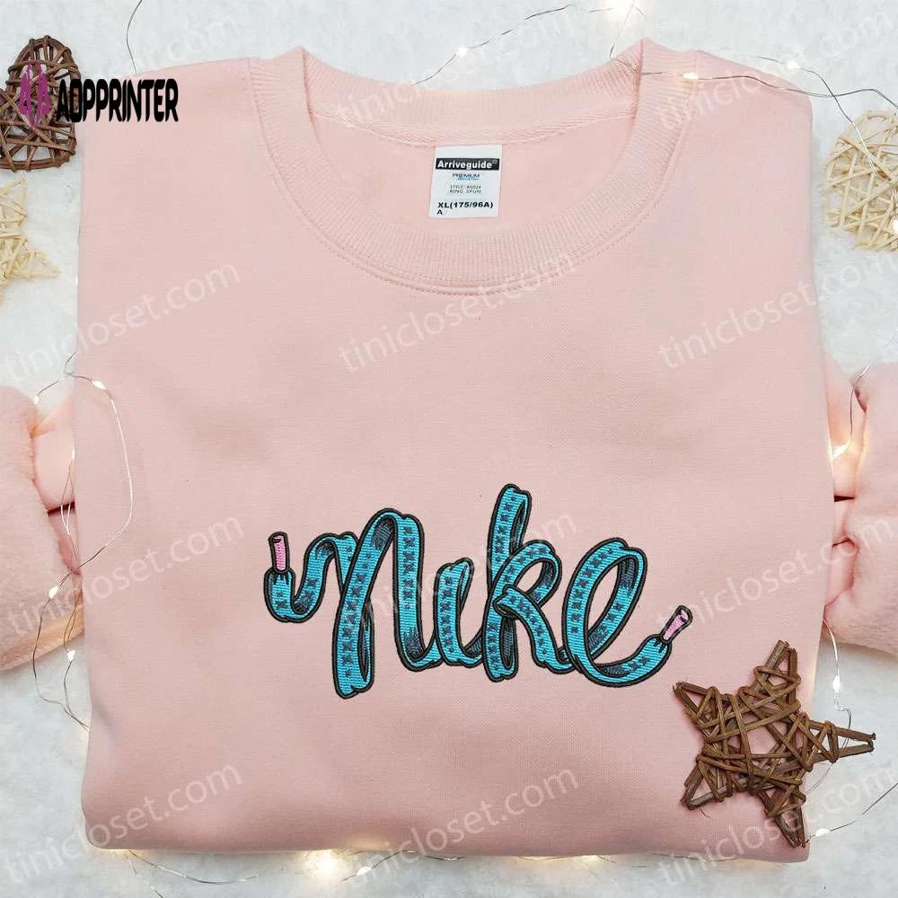 Custom nike embroidered hoodie – shoelace x nike inspired sweatshirt Embroidered Shirt