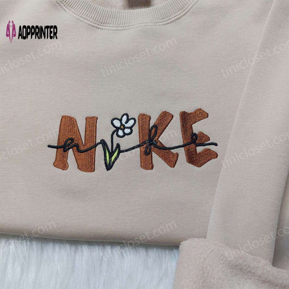 Custom nike flower embroidered shirt: vintage style & unique design Embroidered Shirt