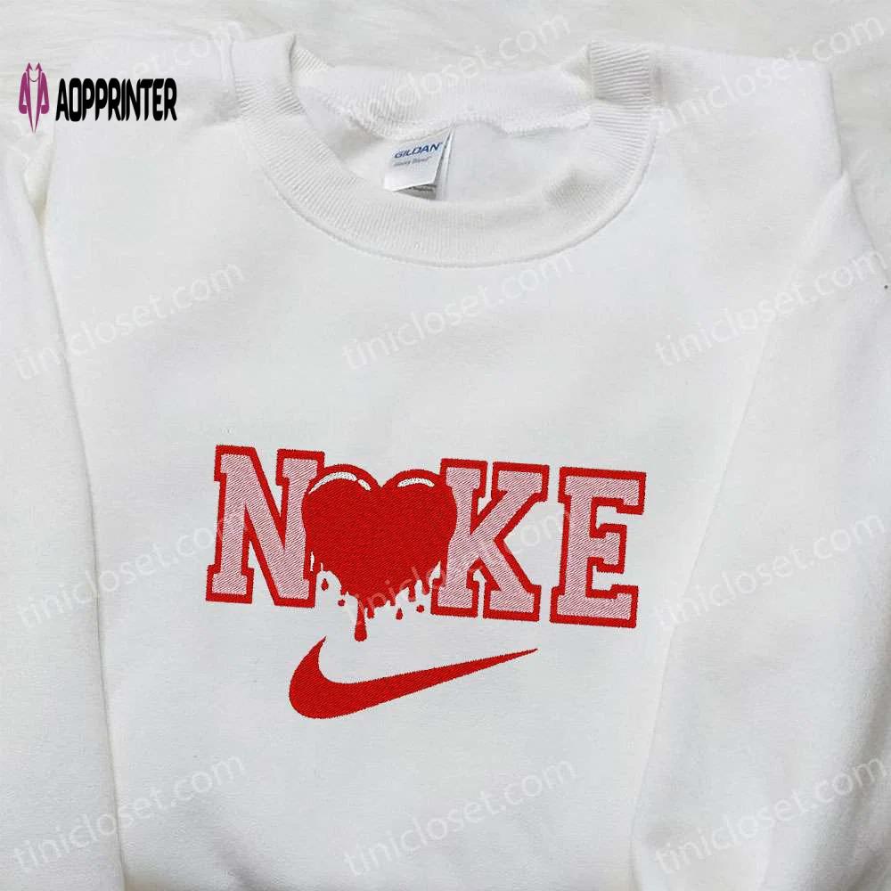 Custom nike heart embroidered shirt: perfect valentine’s day gift! Embroidered Shirt
