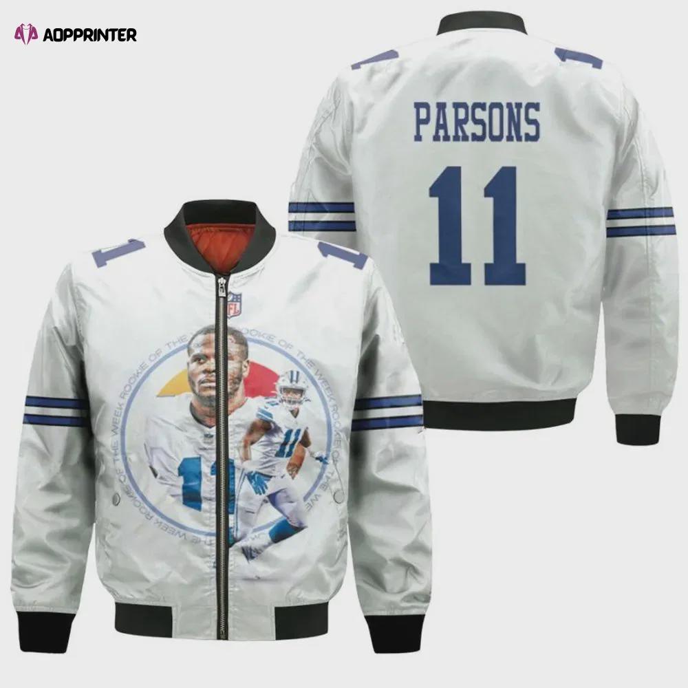Dallas cowboys micah parsons pattern bomber jacket – white Bomber Jacket