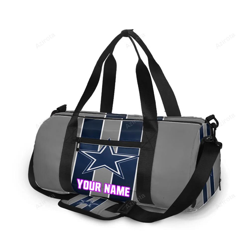 Dallas cowboys star striped gray personalized name travel bag gym bag 1890 Travel Bag