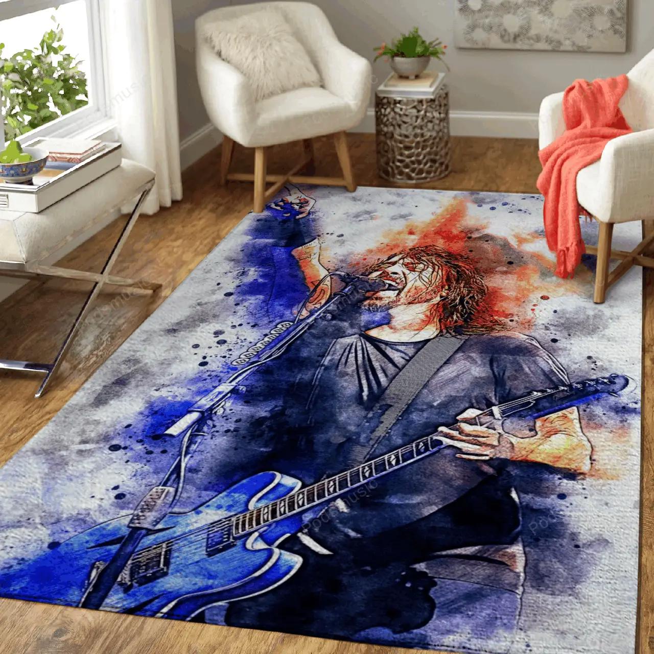 Dave grohl textless music artwork art for fans area rug living room carpet rug regtangle carpet floor decor home decor Rectangle Rug