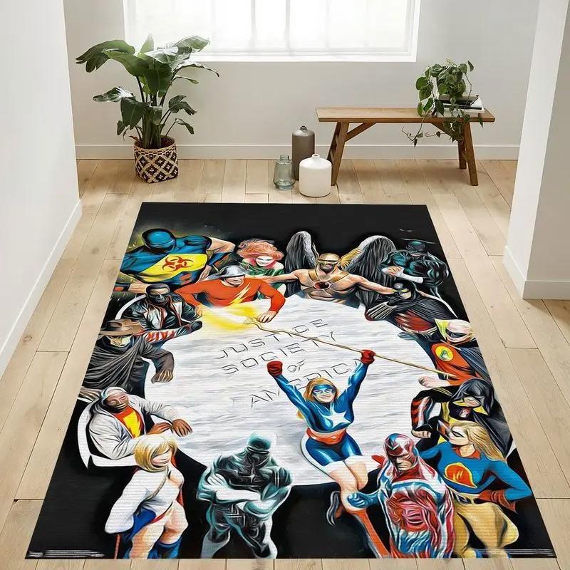 Dc comics the justice society of america table meeting area rug living room and bed room rug rug regtangle carpet floor decor home decor Rectangle Rug