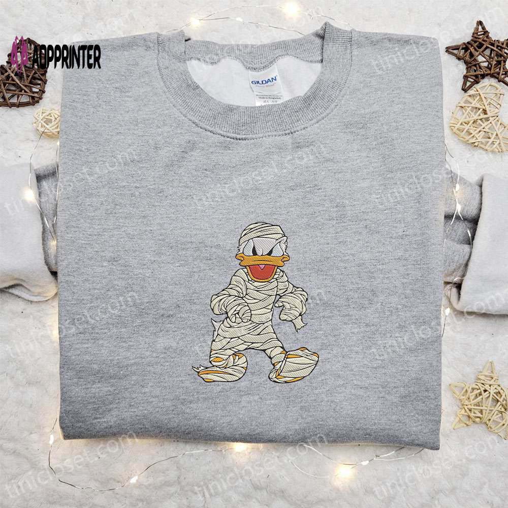 Donald duck mummy embroidered hoodie – disney halloween sweatshirt funny shirt Embroidered Shirt