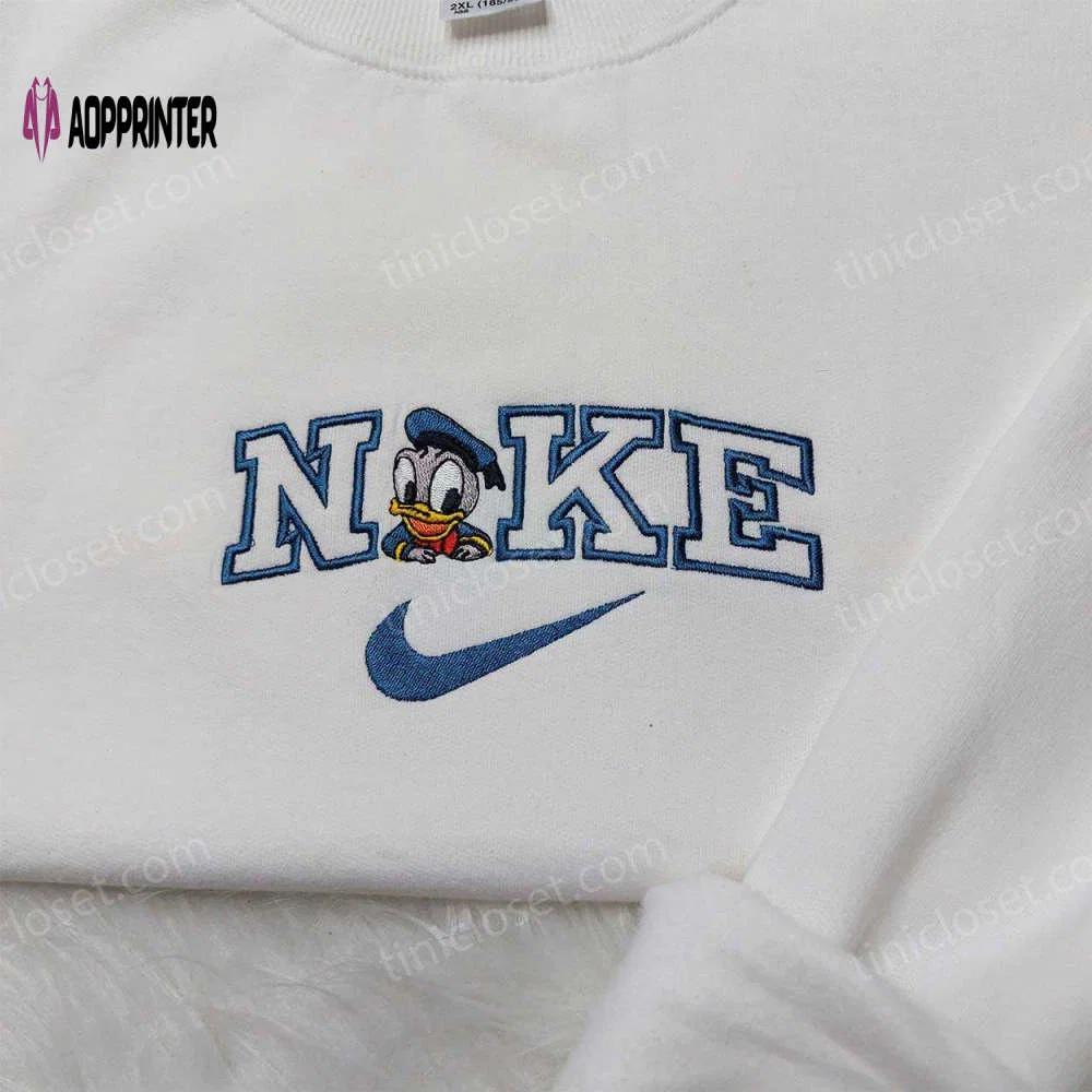 Donald duck nike embroidered sweatshirt: disneyland family shirts & nike inspired hoodie Embroidered Shirt