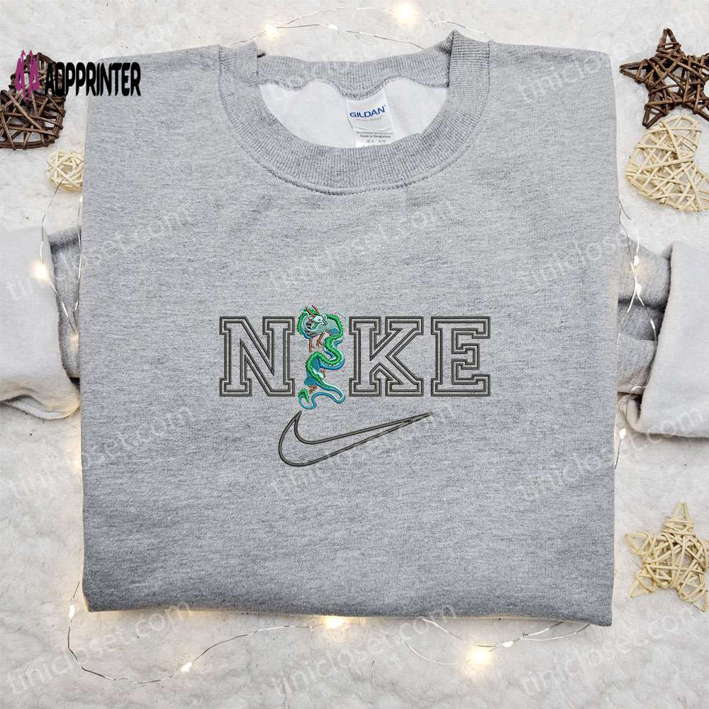 Dragon x nike cartoon embroidered sweatshirt & disney characters shirt – best birthday gift ideas for family Embroidered Shirt