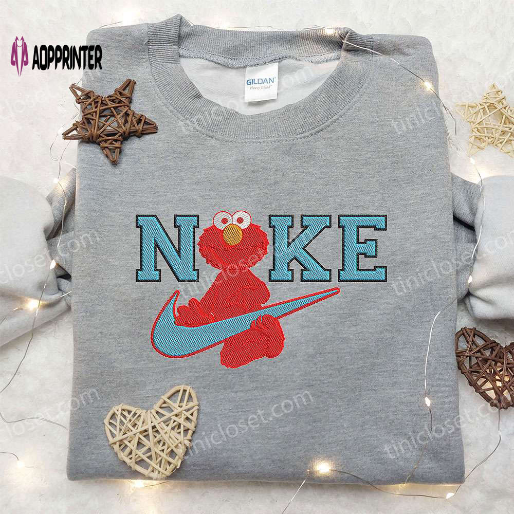 Elmo x nike embroidered shirt: sesame street custom design nike official merch Embroidered Shirt