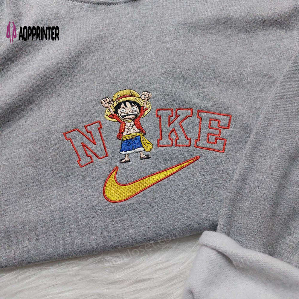 Exclusive one piece luffy nike shirt & anime hoodie with embroidered sweatshirt Embroidered Shirt