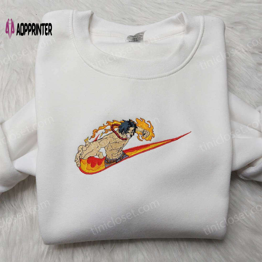 Exclusive portgas d ace nike embroidered shirt & one piece hoodie hot topic anime merch Embroidered Shirt