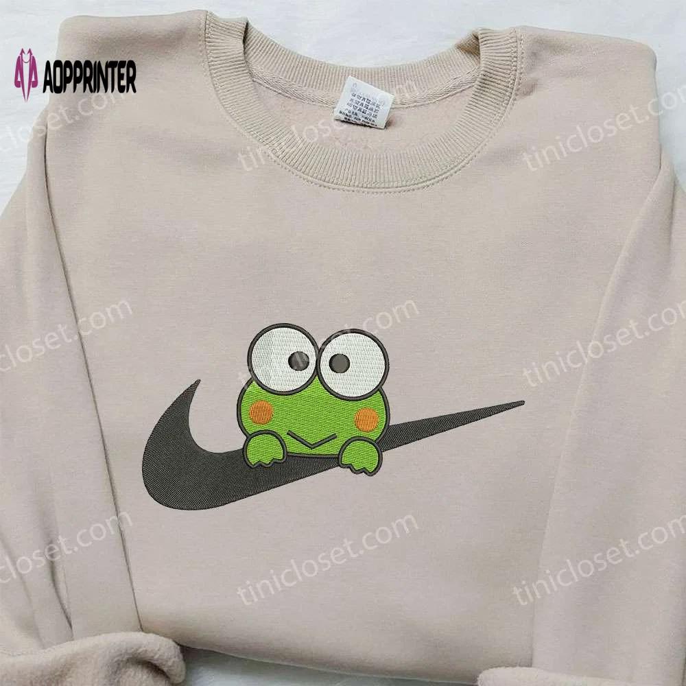 Frog x nike embroidered shirt: custom gift for son stylish & unique nike embroidery Embroidered Shirt