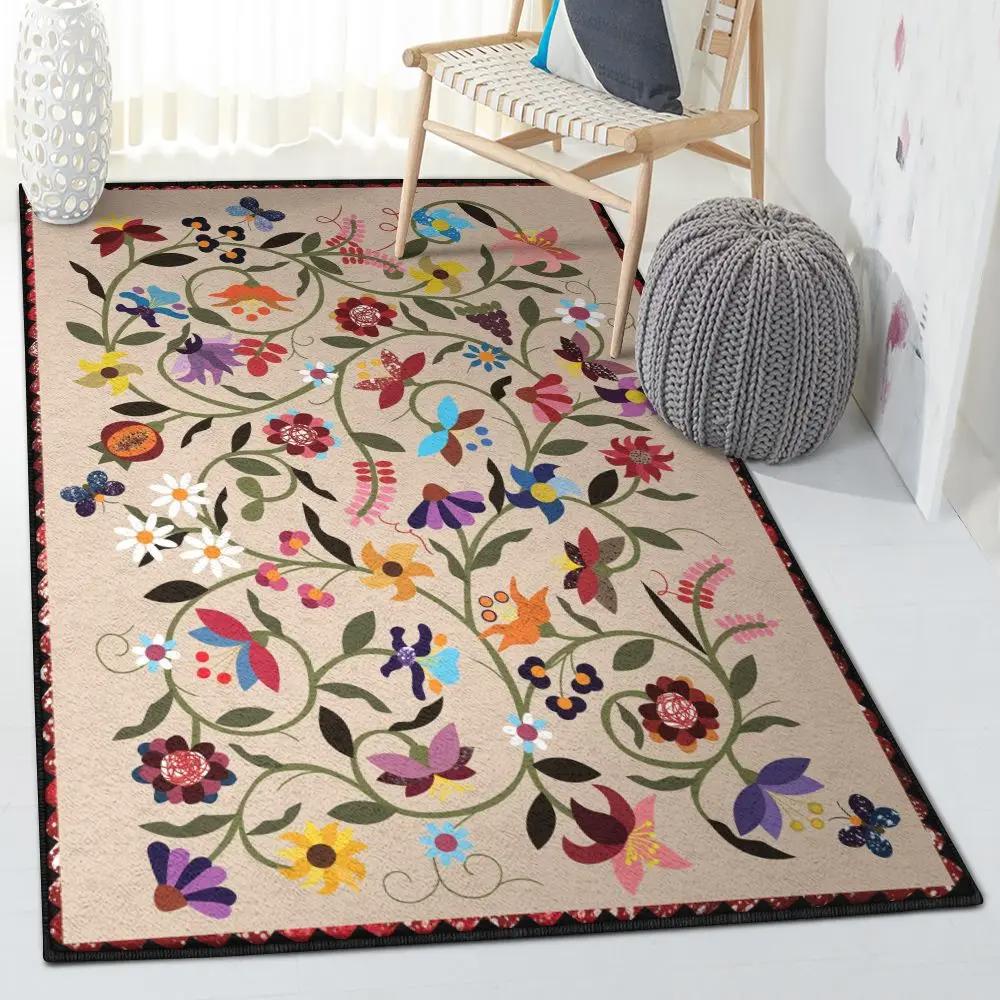 Gardener modern area rugs, flower garden rug Rectangle Rug