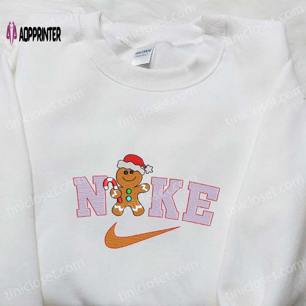 Gingerbread x nike embroidered tshirt: best christmas gift nike inspired shirt Embroidered Shirt
