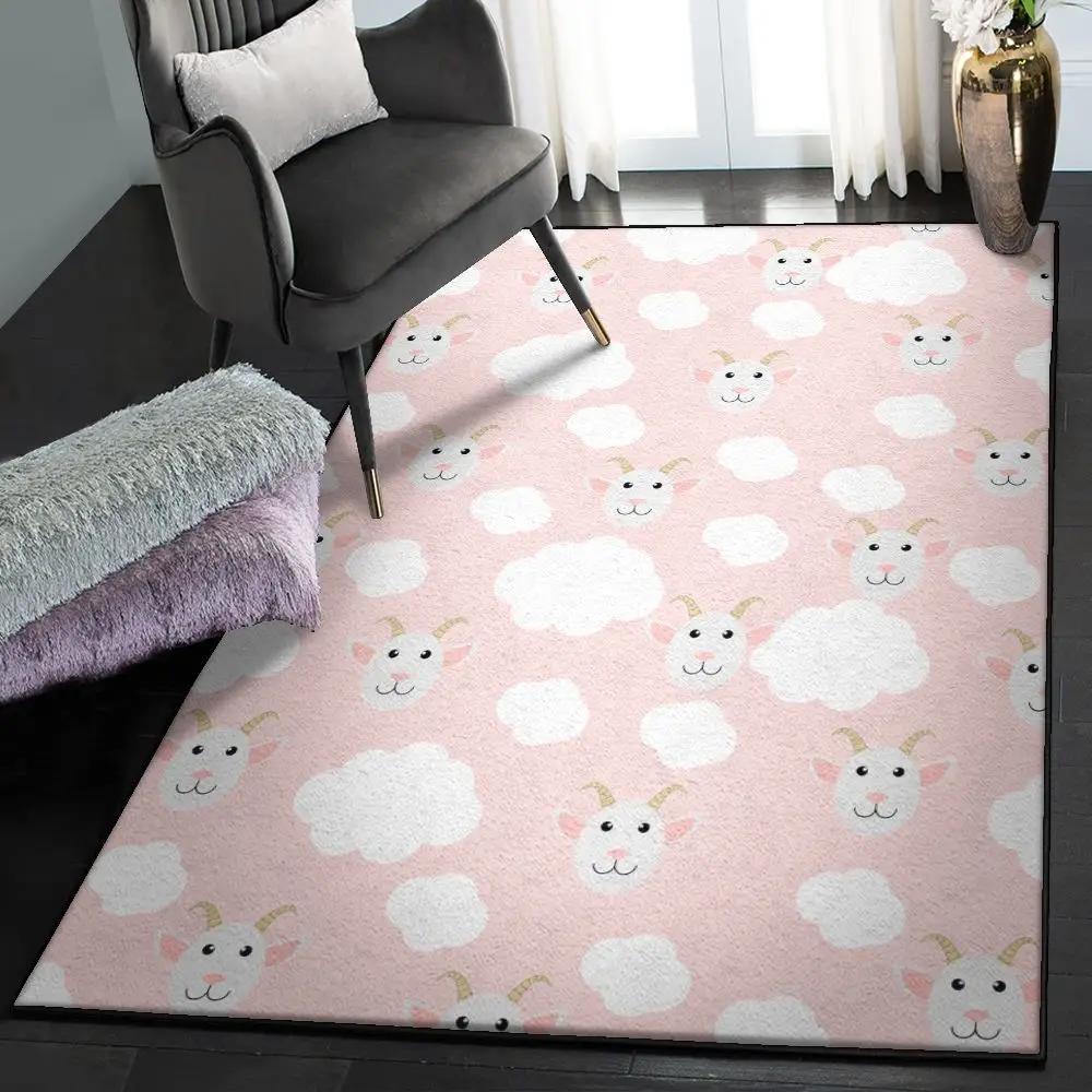 Goat bedroom rugs, goat could pink pattern gs cl rug Rectangle Rug