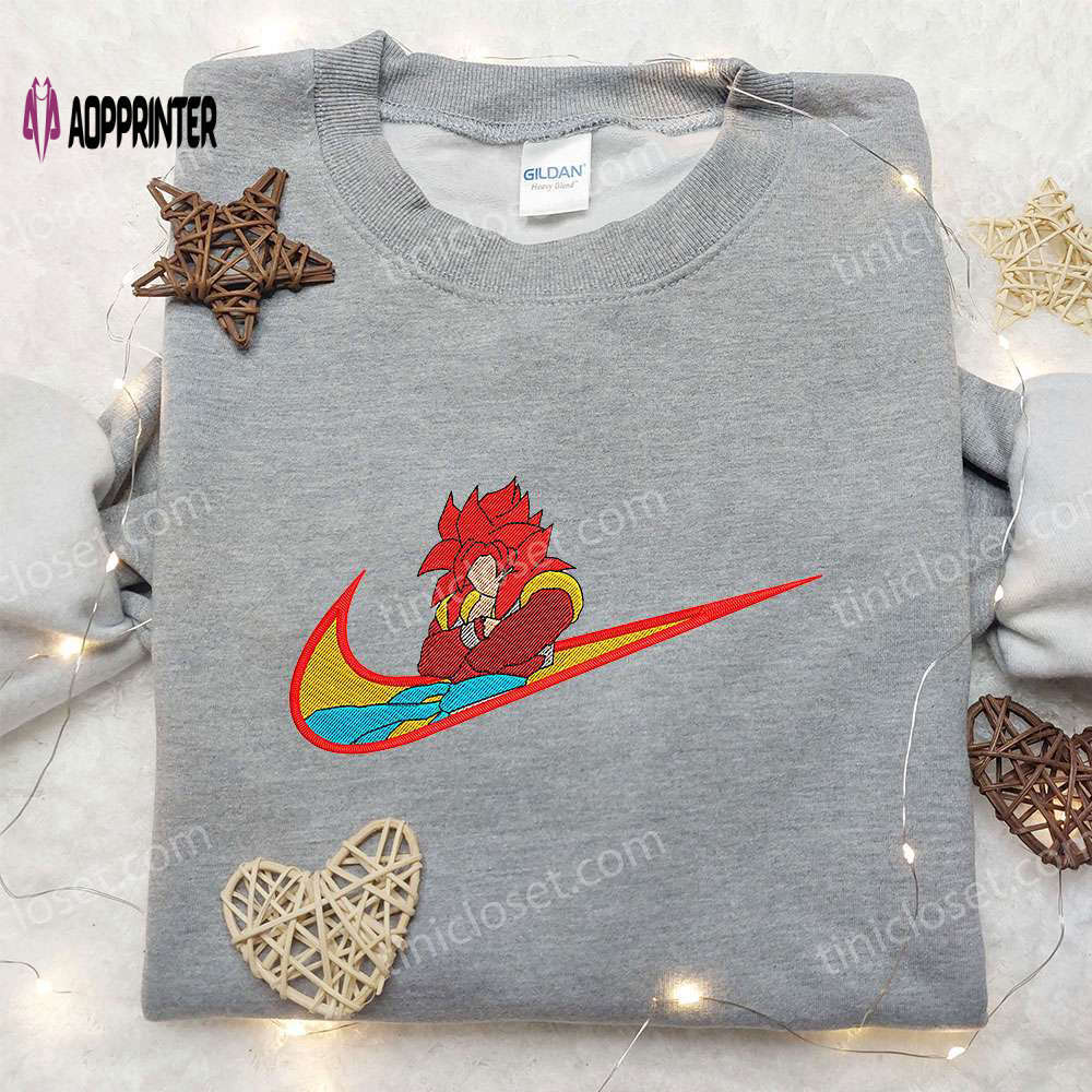 Gogeta ss4 x nike embroidered shirt: dragon ball custom apparel Embroidered Shirt