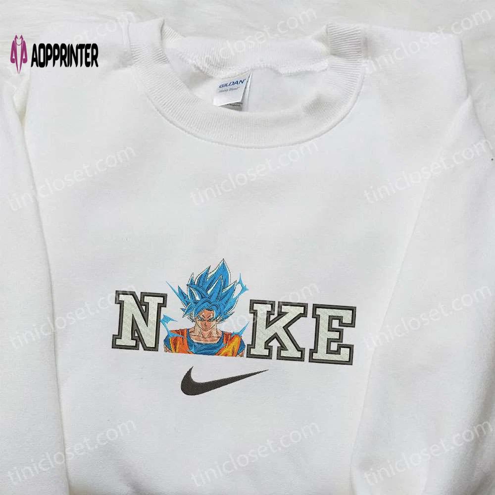 Goku super saiyan blue x nike anime embroidered shirt dragon ball & nike inspired Embroidered Shirt