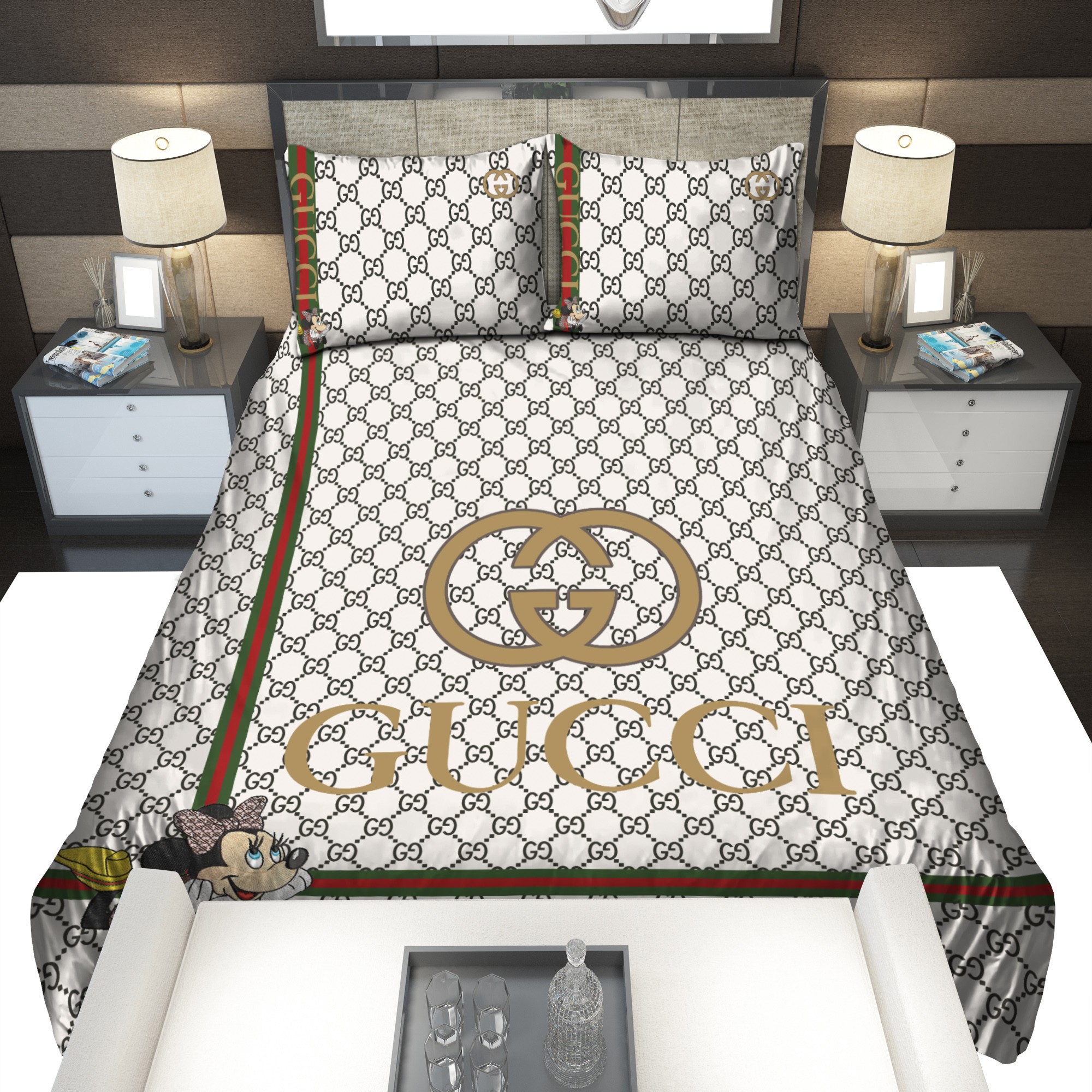 Gold gucci mickey mouse bedding sets home decoration Bedding Sets