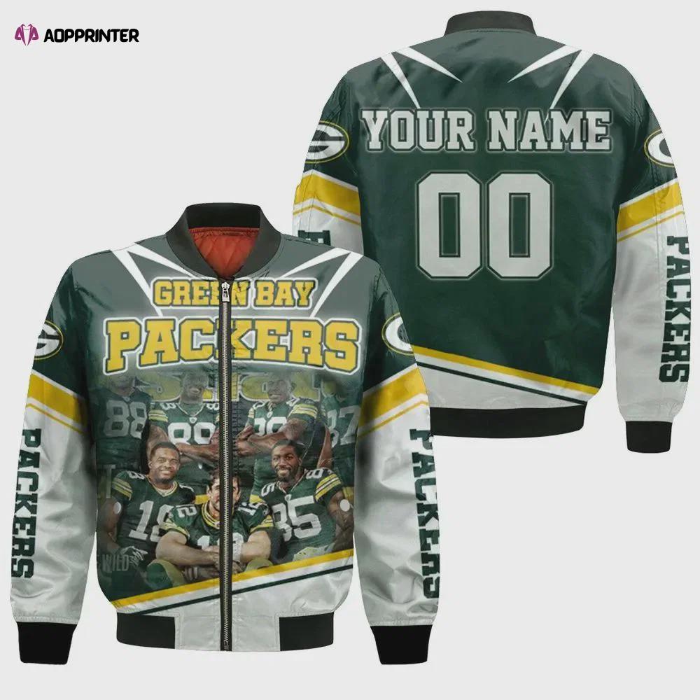 Green bay packers great players champions customized pattern bomber jacket Bomber Jacket