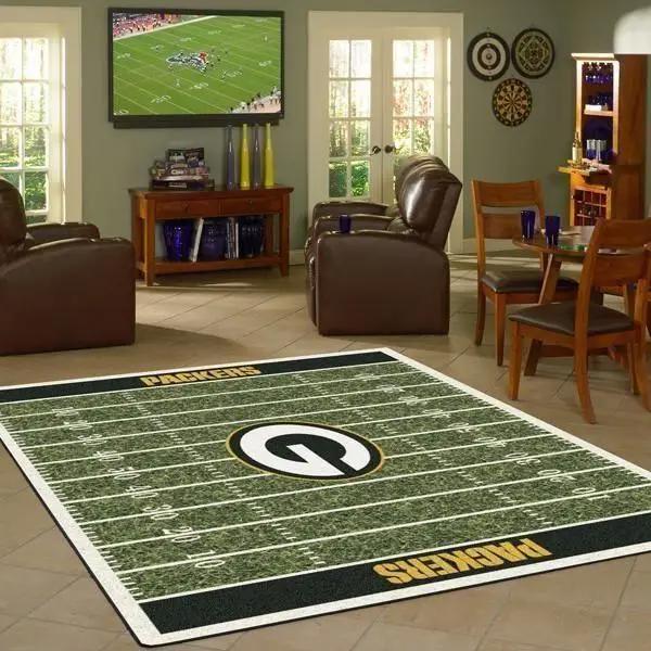 Green bay packers rug football rug rug regtangle carpet floor decor home decor Rectangle Rug