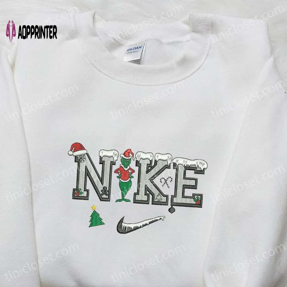 Grinch christmas x nike movie embroidered hoodie & shirt – best christmas gift ideas Embroidered Shirt