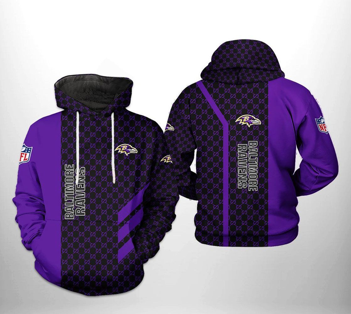 Gucci baltimore ravens nfl fashion luxury brand premium hoodie for fan Hoodie 3D