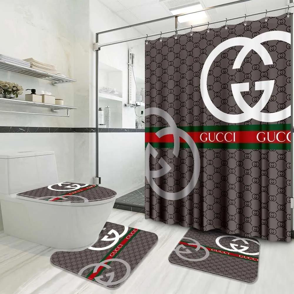 Gucci bathroom set luxury shower curtain waterproof luxury brand with logo gucci 10 154 Bathroom Set