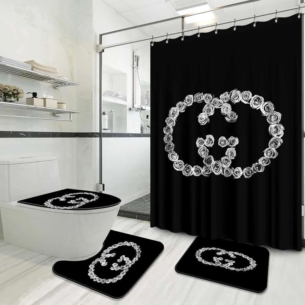 Gucci bathroom set luxury shower curtain waterproof luxury brand with logo gucci 14 157 Bathroom Set