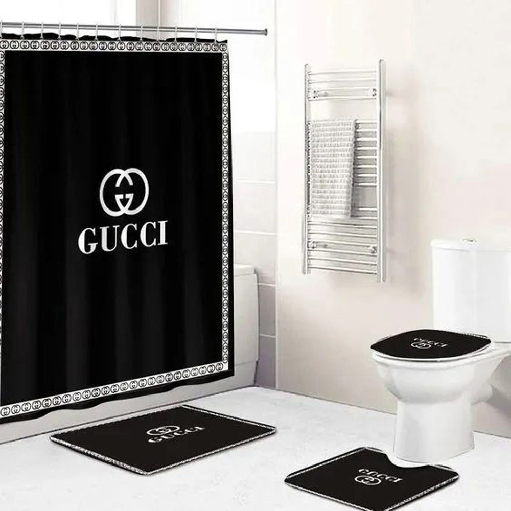 Gucci black home decor luxury fashion brand bath mat hypebeast bathroom sets Bathroom Set