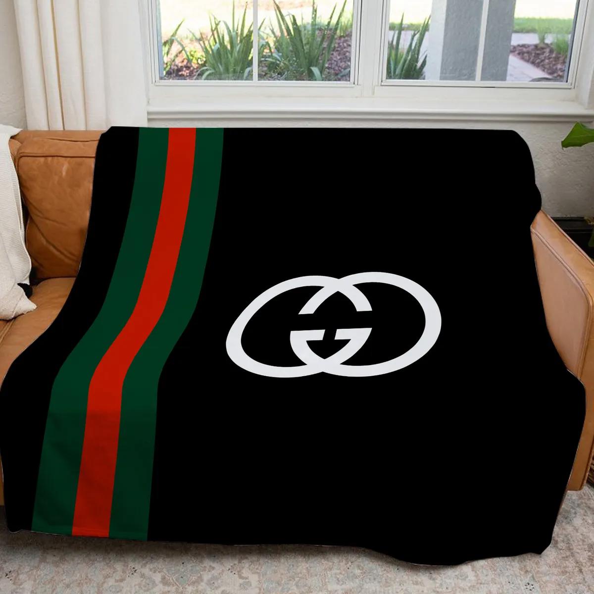 Gucci black luxury brand premium blanket fleece home decor 74 Blanket Fleece