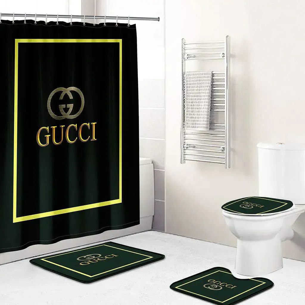 Gucci black luxury fashion brand bath mat bathroom sets hypebeast home decor Bathroom Set