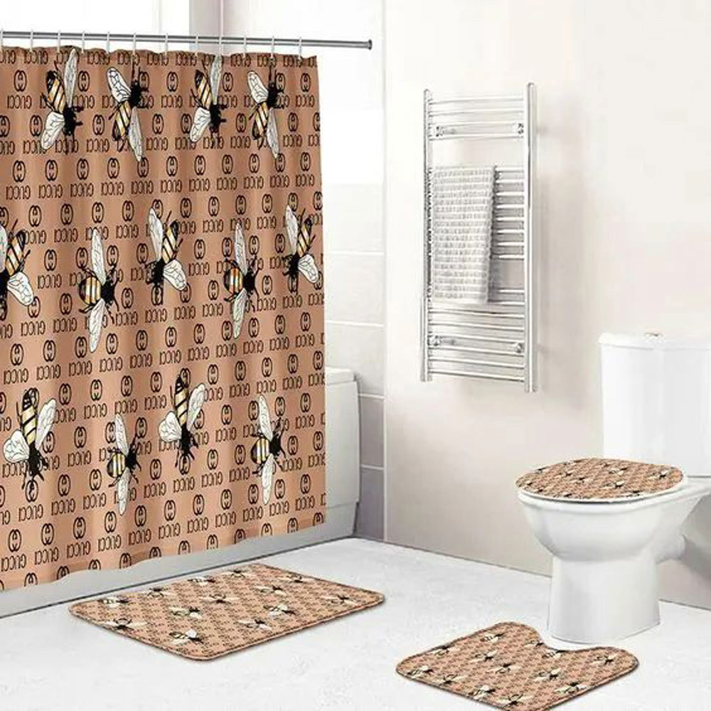 Gucci brown bath mat home decor luxury fashion brand bathroom sets hypebeast Bathroom Set