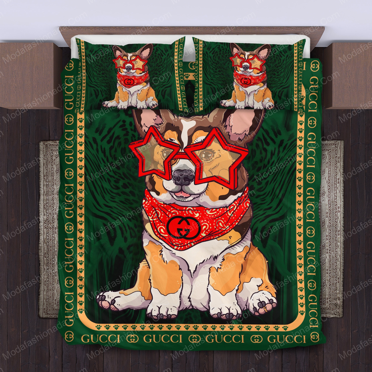 Gucci corgi bedding sets model 17 home decoration Bedding Sets