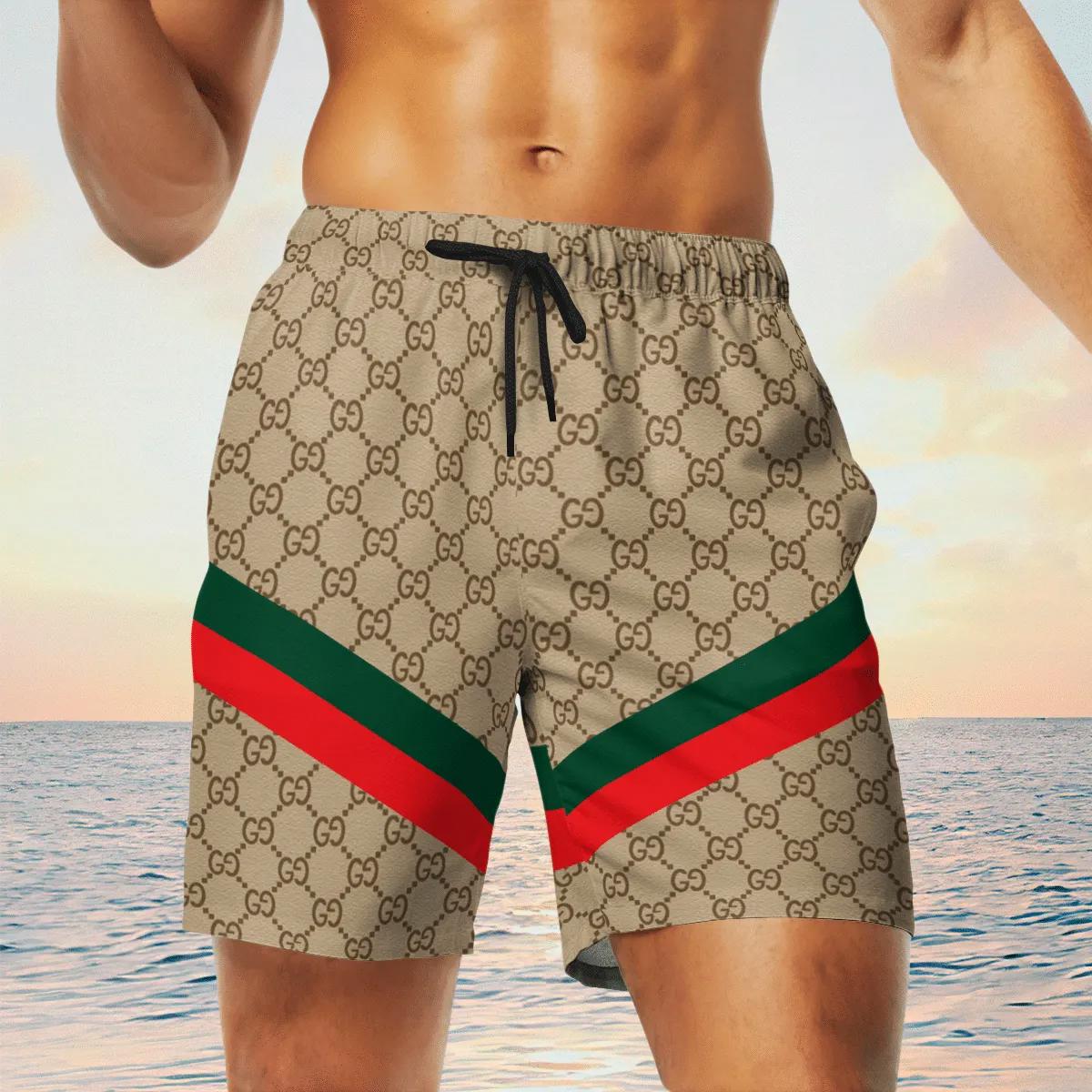 Gucci cream stripes luxury brand premium fashion shorts for men luxury summer outfit trending 2023 74 Shorts For Ment