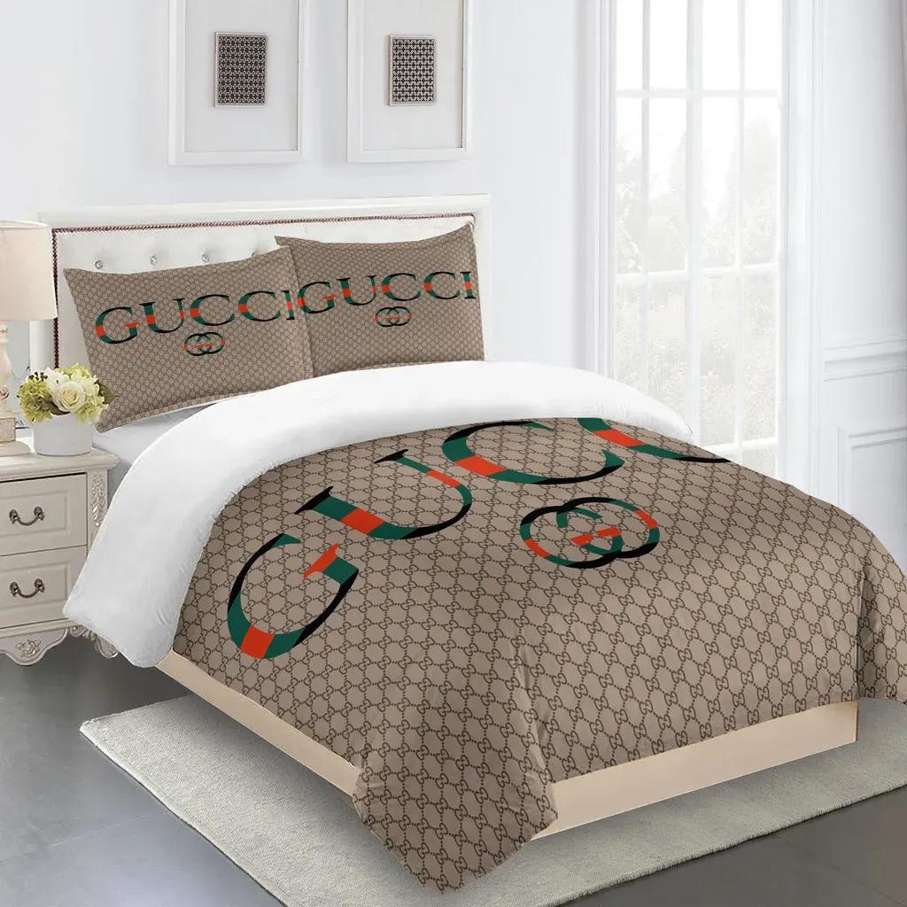 Gucci fashion logo limited luxury brand bedding sets, bedroom decor , thanksgiving decorations for home 28 best luxury bed sets gift thankgivings and christmas Bedding Sets