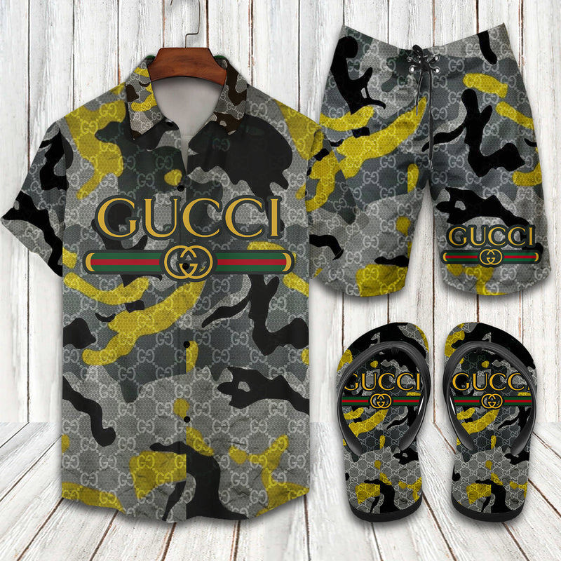 Gucci flip flops hot 2023 and combo hawaii shirt, shorts 128 Hawaii Shirt Shorts & Flip Flops