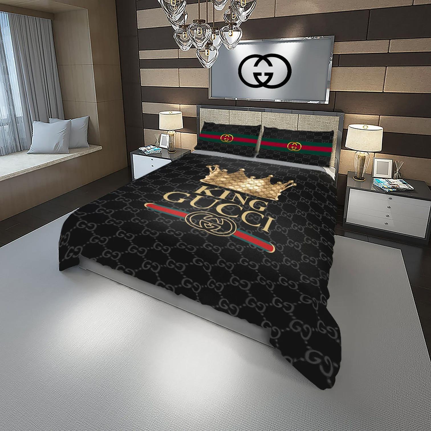Gucci king fashion logo luxury brand premium bedding sets,bed sets, bedroom sets, comforter sets, duvet cover, bedspread Bedding Sets