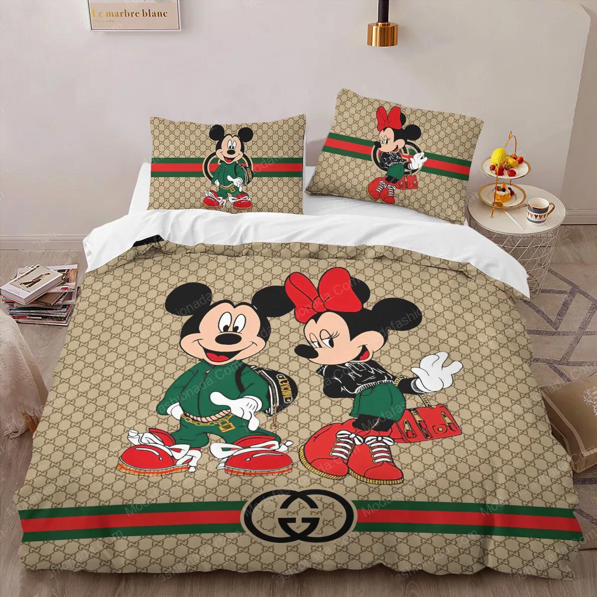 Gucci mickey mouse luxury fashion brand bed comforter bedspread duvet cover set Bedding Sets