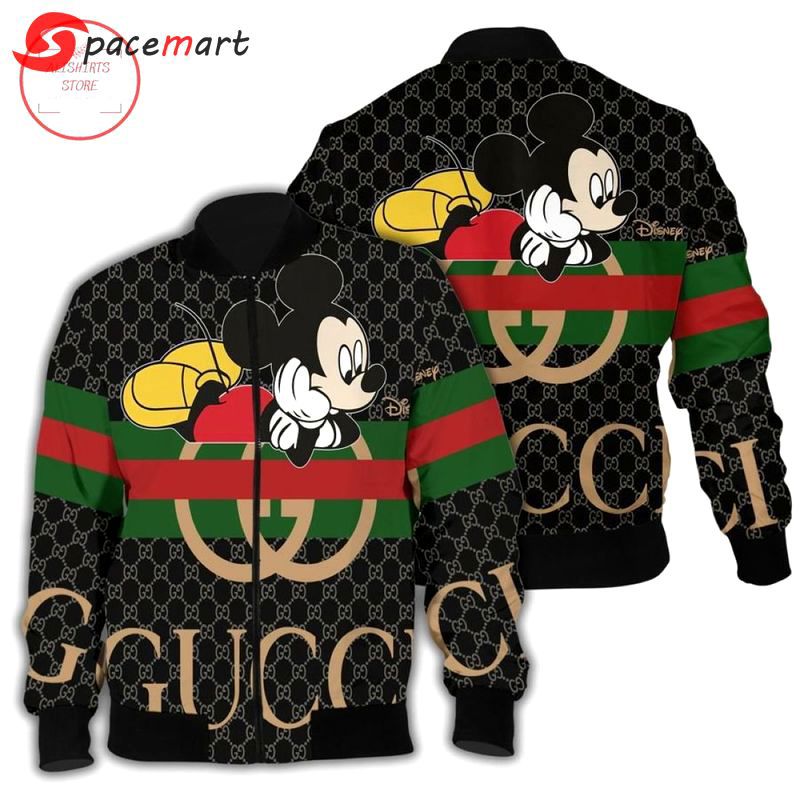 Gucci mickey mouse luxury pattern black bomber jacket - bomber jacket Bomber Jacket