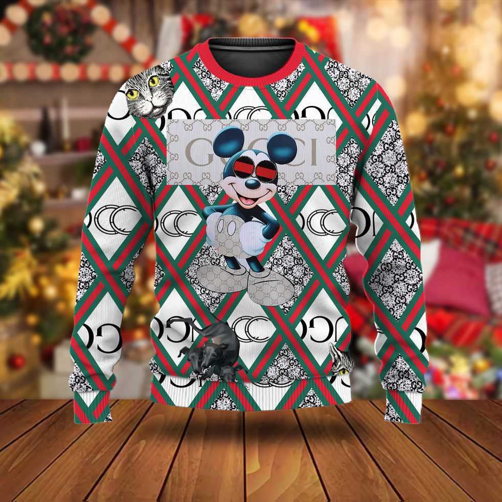 Gucci mickey mouse luxury ugly christmas sweaterhot 2025 style 149 Christmas Ugly Sweater