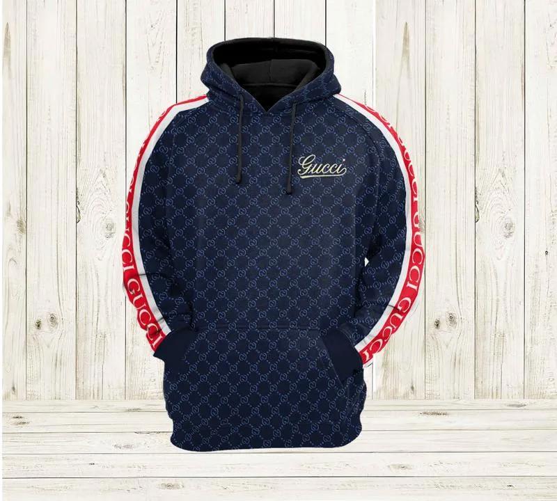 Gucci navy unisex hoodie for men women luxury brand clothing clothes outfit Hoodie 3D