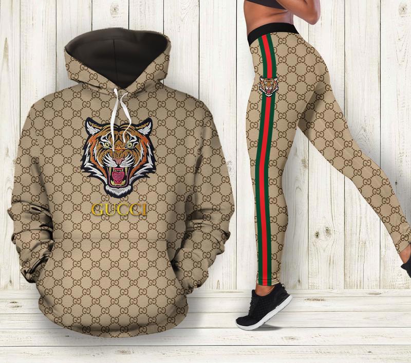 Gucci tiger hoodie leggings luxury brand clothing clothes outfit for women 159 hcst 42 Hoodie Leggings Set