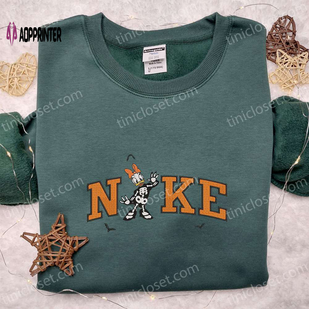 Halloween embroidered shirt: nike x skeleton daisy & disney-inspired nike design Embroidered Shirt