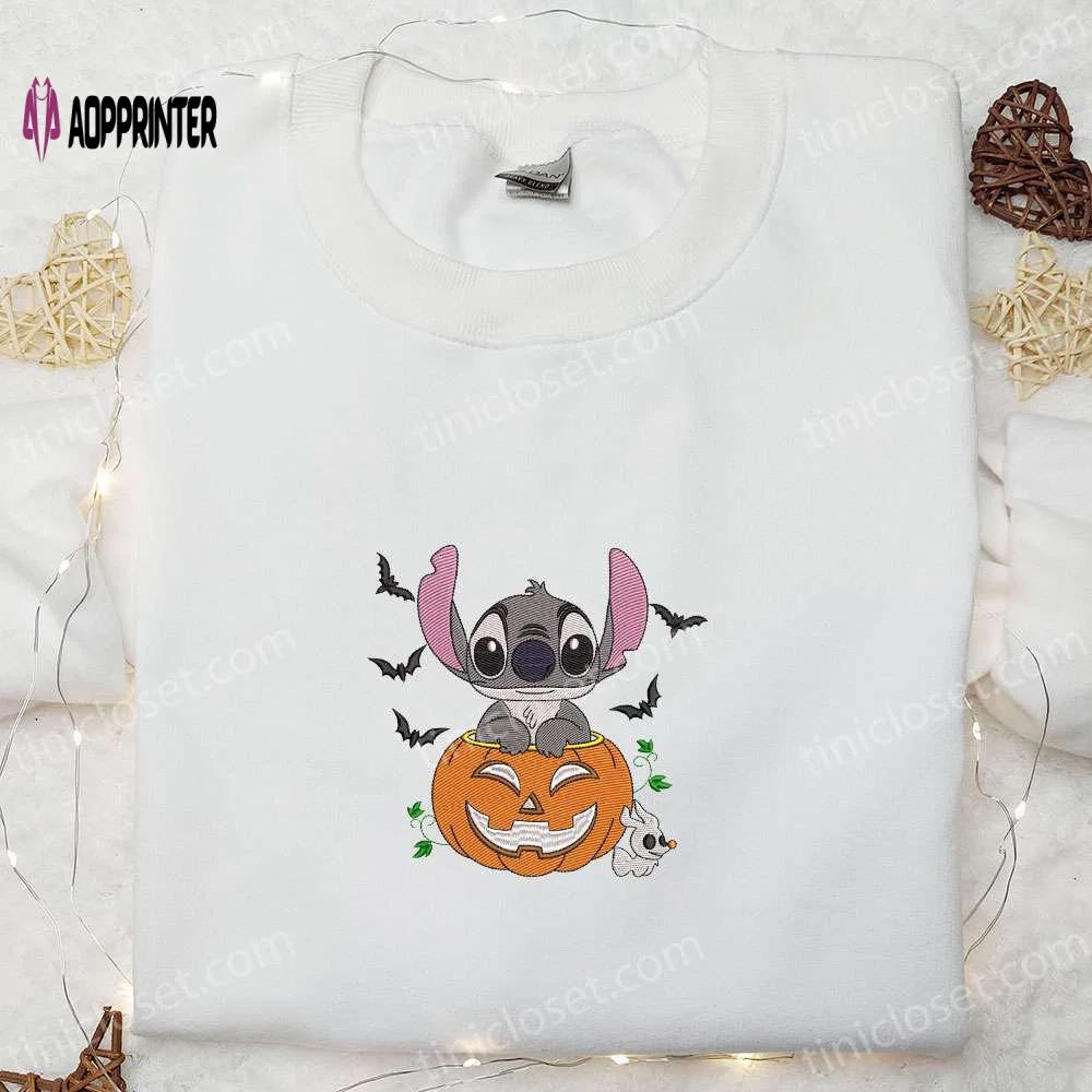 Halloween pumpkin spooky stitch embroidered shirt disney family hoodie cute sweatshirts Embroidered Shirt