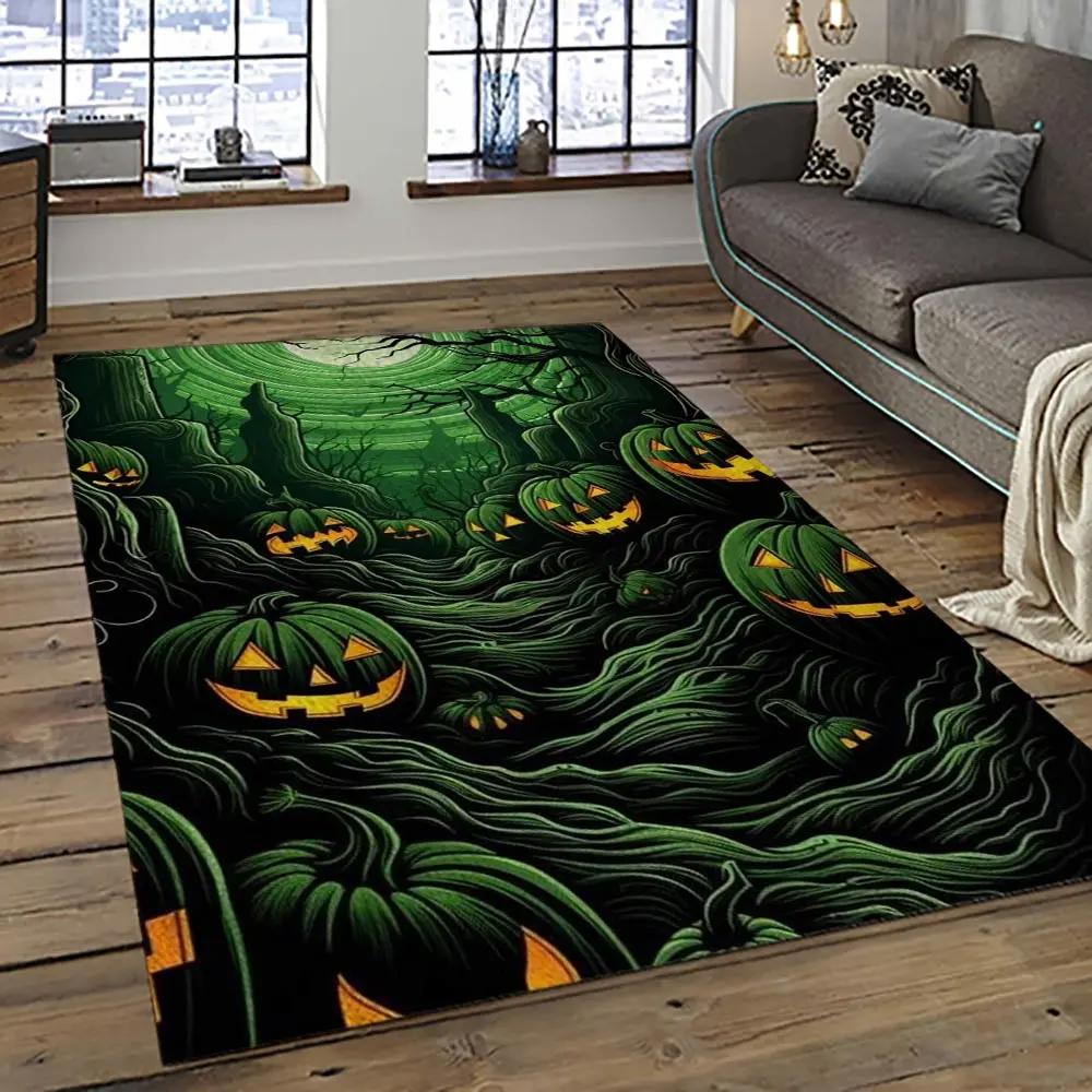Halloween style pumpkin autumn retangle carpet area rug home decor halloween gift hal16 Rectangle Rug