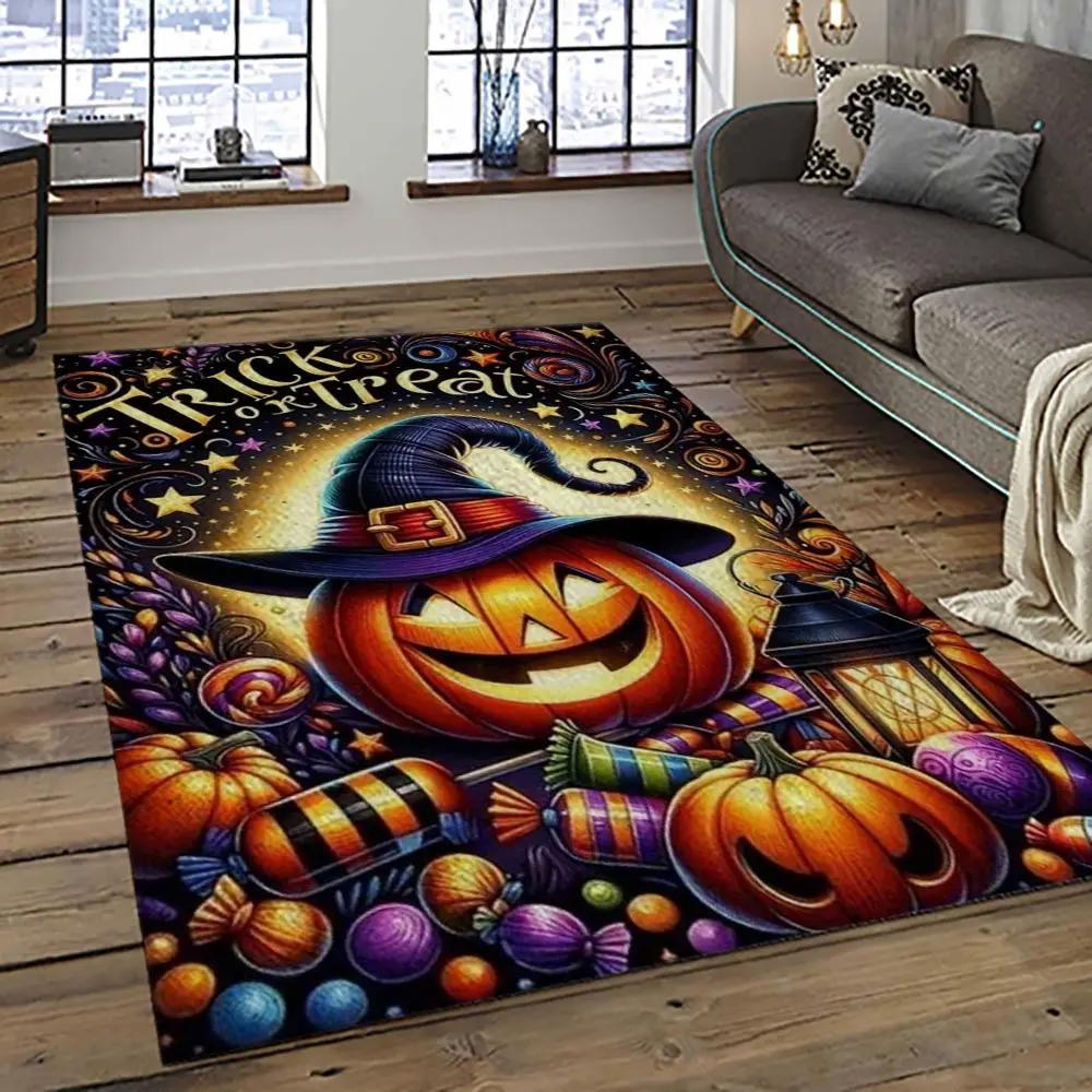Halloween style pumpkin autumn retangle carpet area rug home decor halloween gift hal26 Rectangle Rug
