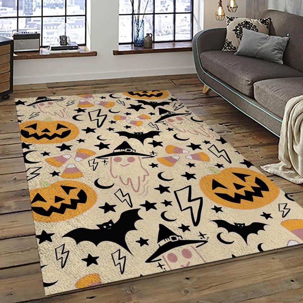 Halloween style pumpkin autumn retangle carpet area rug home decor halloween gift hal71 Rectangle Rug