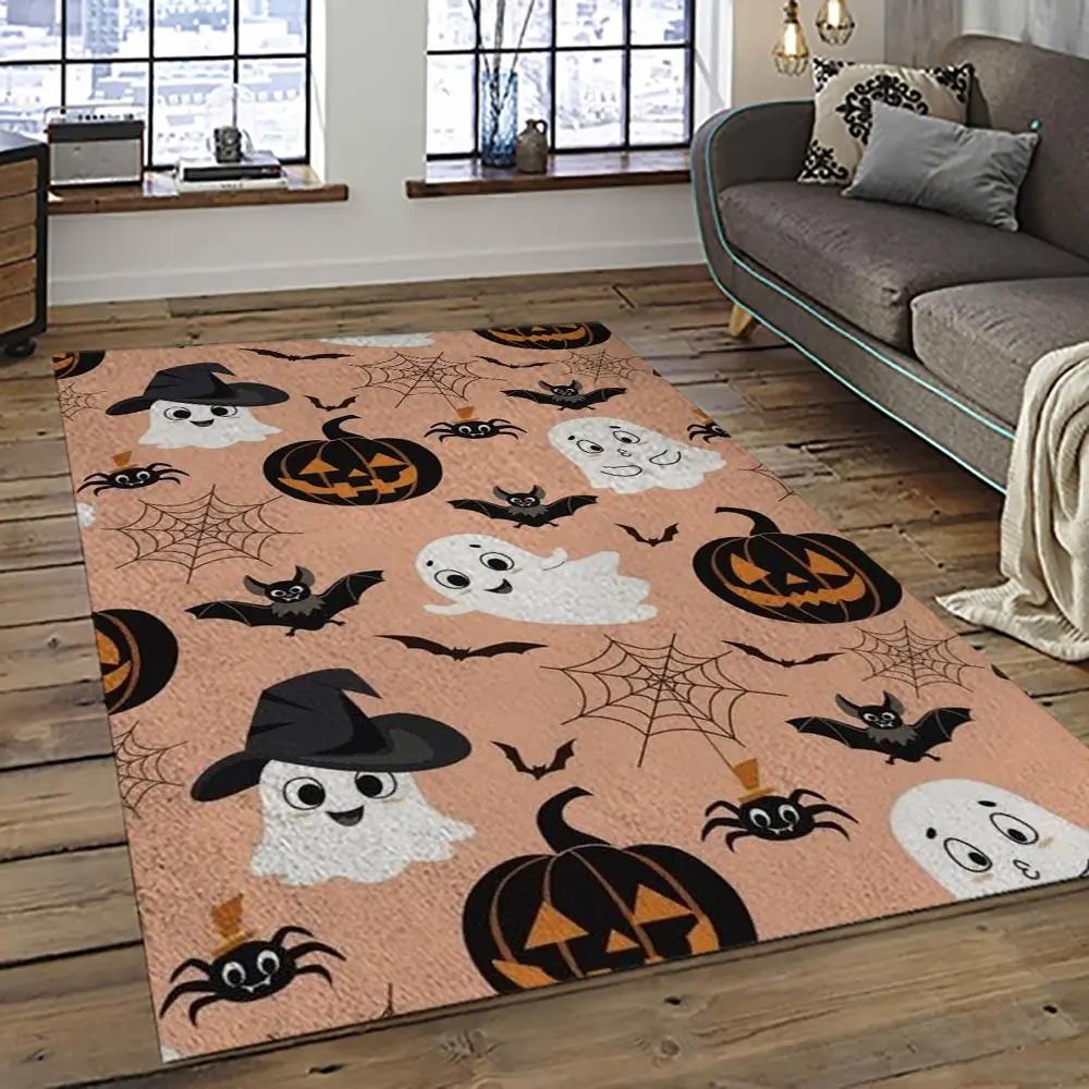 Halloween style pumpkin autumn retangle carpet area rug home decor halloween gift hal72 Rectangle Rug