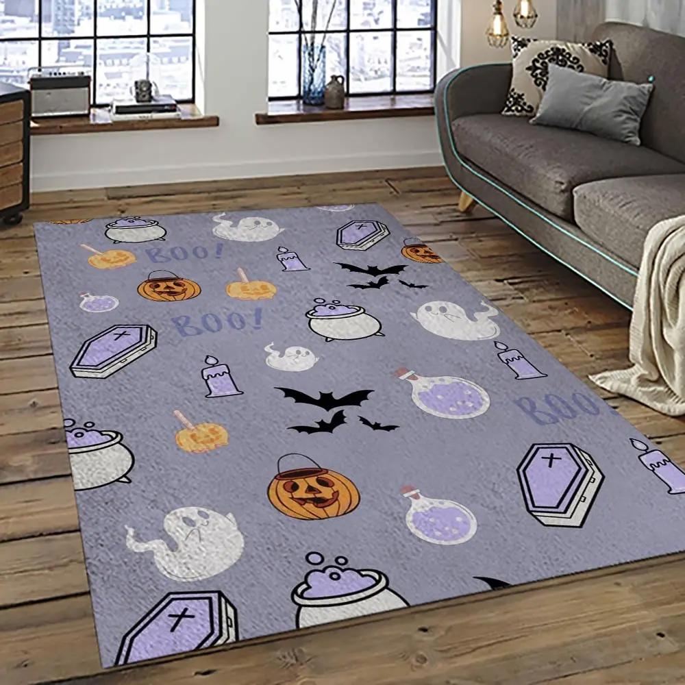 Halloween style pumpkin autumn retangle carpet area rug home decor halloween gift hal90 Rectangle Rug