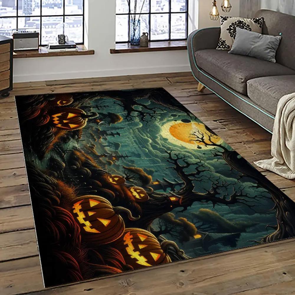 Halloween style pumpkin autumn retangle carpet area rug home decor halloween gift hal92 Rectangle Rug