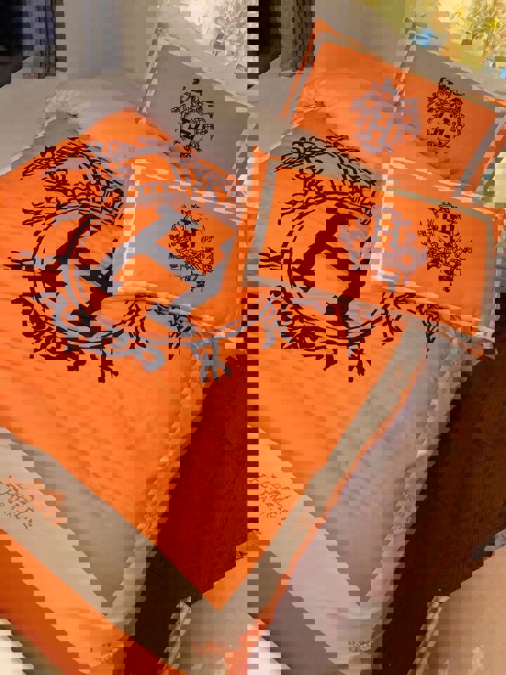 Hermes orange logo type 244 Bedding Sets blankets covers home decor bedclothes bed linen duvet sheets luxury ideas premium fashion brand hyperbeast Bedroom bedspread