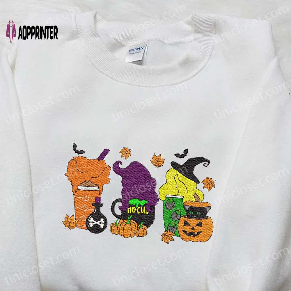 Hocus pocus fall coffee embroidered shirt & halloween sweatshirt: perfect gifts for halloween lovers Embroidered Shirt